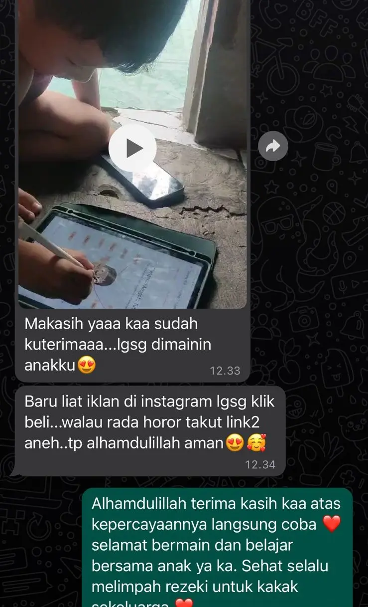 Bukti chat dari Ibu Sarah